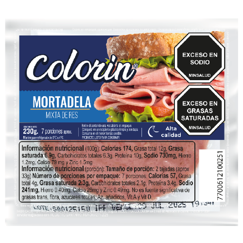 Mortadela mixta de res x 230 g